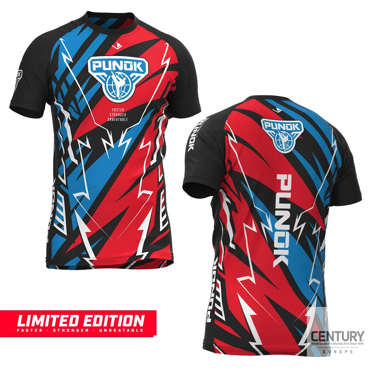 punok t-shirt karate röd blå