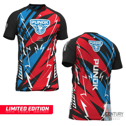 punok t-shirt karate röd blå